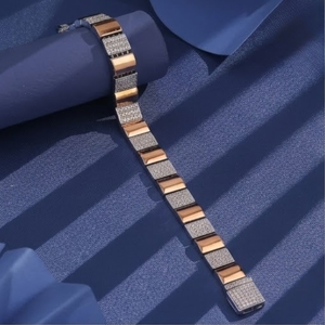 925 Silver Rose Gold Link <b>Bracelet</b> for Men and Women CZ Stone Stylish <b>Adjustable</b> Luxury Jewelry Accessory - Product Image 1