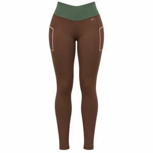 Women's High Waist Full Length <b>Leggings</b> With Side Pockets Solid Color Sporty Style Stretch Breathable <b>Knitted</b> Fabric - Product Image 1