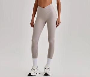 Leggings de sport pour femme taille haute, sans couture, couleur unie, longueur intégrale, en tricot extensible Spandex, avec compression et effet ventre plat - Product Image 4