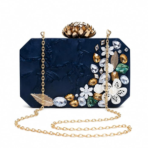 FAIZA CRAFT FC-2328 Resin Clutch Women Fashion Designer Geometric Pattern Marble Hand-painted <b>Square</b> Party Hand Clutch Crafts - Product Image 5