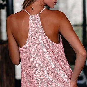 Women's Custom <b>Sequin</b> <b>Top</b> <b>Sequin</b> Casual Knitted V-Neck Summer Crochet <b>Top</b> Sexy Camisole Vest for Women's - Product Image 2