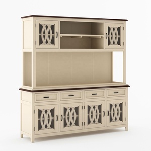 Armario de madera maciza indio, dos tonos, Mango, cocina, comedor, 2 Estantes abiertos, 6 puertas, 4 cajones de almacenamiento - Product Image 4