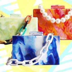 Pochette de soirée élégante en résine pour femmes, décorations de fête - Product Image 5