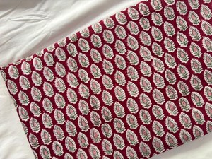 Red Hand Block Printed Cotton Fabric Small Paisley Buti Pattern Indian Handmade Cotton Fabric Traditional Jaipuri Print Material - Product Image 2