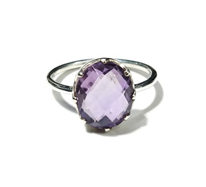 Anillo de Amatista Natural, Anillo de Plata de Ley 925 Sólida Hecho a Mano, Anillo de Joyería con Gema de Cristal Morado - Product Image 1