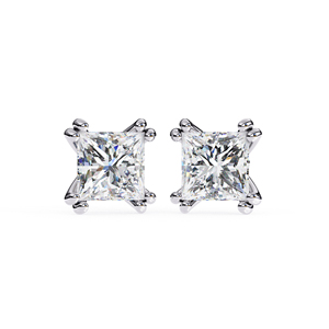 Boucles d'oreilles en or massif 18 carats avec diamants Moissanite taille princesse 6x6 mm, 3 carats au total, bijoux de luxe pour femme, cadeau - Product Image 1