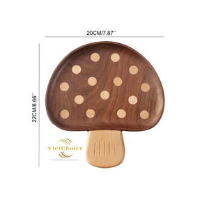 New Creative Cute <b>Polished</b> <b>Black</b> Walnut Wood Mushroom Children's Dinner Food Tray - Product Image 3