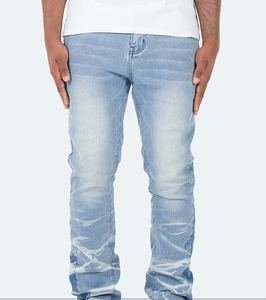 Pantalones Vaqueros Acampanados Personalizados al por Mayor, Estilo Urbano, Lisos, Holgados, Desgastados, Vintage, con Ondas, para Hombre, Talla OEM - Product Image 4