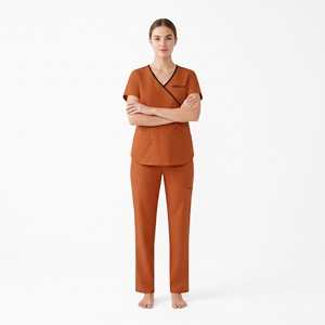 Ensemble de blouses médicales Hawk Eye pour femmes, haut à col en V et pantalon orange, uniforme médical, vêtements de travail d'hôpital, deux pièces - Product Image 3