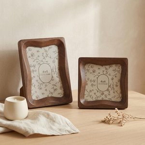 Wavy Curved Wood <b>Picture</b> <b>Frames</b> Handcrafted Vintage Farmhouse Tabletop Display Rustic Wooden Photo <b>Frame</b> Digital Photo <b>Frames</b> - Product Image 1