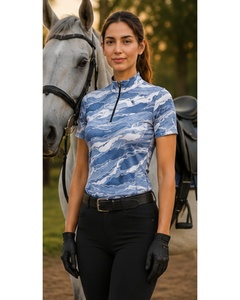 Chemises d'équitation respirantes en coton sublimé 2025 à manches longues, couche de base haute performance personnalisable pour femmes équestres - Product Image 1