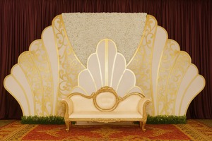 Canapé de scène de mariage doré personnalisé de luxe, fauteuils d'amour dorés pour mariage, acheter des meubles de mariage artisanaux Suisse - Product Image 6