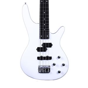 Elegante Chitarra Basso Elettrica IB Bianca per Principianti, Costruzione Raffinata in Palissandro/Acero/Tiglio con Chiave per Cavo di Alimentazione - Product Image 5