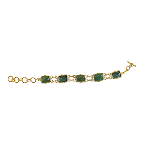 Laxmi Jewellers Gold Plated Chain Bracelet <b>Emerald</b> Cut Green Quartz Women's Bohemian Style Fashion Jewelry - Product Image 4