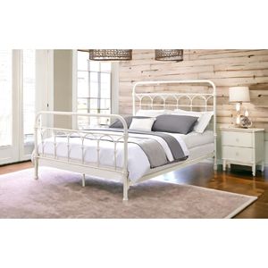 Letto matrimoniale in metallo bianco con testiera a fuso - Product Image 1