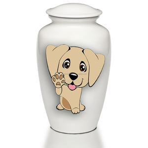 Urnes de crémation pour animaux de compagnie urnes commémoratives faites à la main classique blanc brillant chiot conception urne de crémation pour animaux de compagnie - Product Image 2