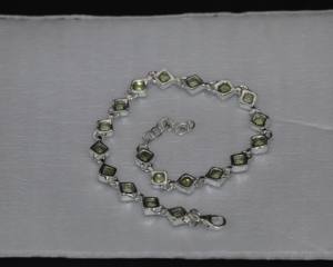 Natural Peridot <b>Gemstone</b> <b>Bracelet</b> with 925 Sterling Silver| Handmade Green Peridot Jewelry| Adjustable Silver <b>Bracelet</b> for Women - Product Image 4