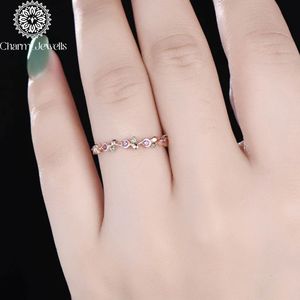 Bague de fiançailles en moissanite argentée et dorée pour femme Charm Jewells, certifiée IGI, sertissage classique à griffes, pavé de pierres précieuses 3g - Product Image 2
