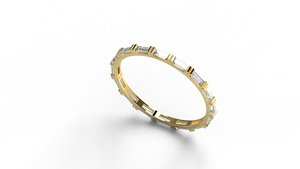 18K Gold Art Deco Bar Set Baguette Diamond <b>Ring</b> For Women Horizontal Step Cut Full Eternity Band <b>Stacking</b> <b>Ring</b> Fine Jewelry - Product Image 2