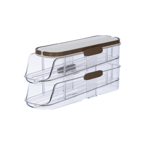 กล่องใส่อาหารพลาสติกใสแบบซ้อนได้ HALO Modern Sustainable พร้อมฝาสีน้ำตาลและหูจับ สำหรับจัดระเบียบตู้เย็น - Product Image 4