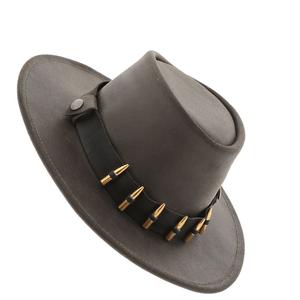 Sombrero de Vaquero Unisex de Lana con Banda de Bala, Estilo Punk, para Exteriores, Primavera y Otoño, 56-58 cm, Talla Adulto - Product Image 2