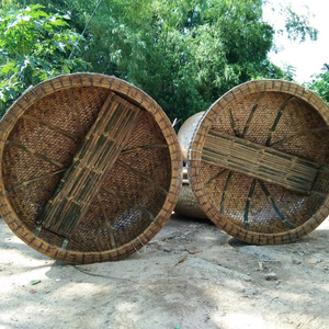 Vietnam 2m Traditional Coracle Bamboo Woven Fiberglass Coating Watercraft for Fishing <b>Transport</b> with Bench Included - Product Image 1