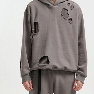 Distressed <b>Pullover</b> Tracksuits Top Stylish Look Best Selling <b>Men</b> Distressed Sweatsuit <b>Men</b> Long Sleeve Wholesale OEM High Quality - Product Image 3