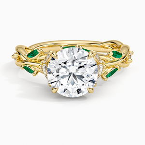 แหวนคลาสสิค ซีเคร็ต การ์เดน แล็บ เอเมอรัลด์และเพชร ประดับด้วยทองคำ 14K สีเหลือง - Product Image 1