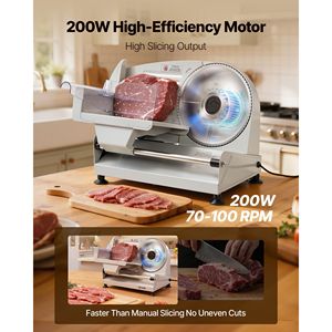 Affettatrice Elettrica Domestica da 7,5 Pollici con Lama Regolabile 0-0,6 Pollici in Acciaio Inox SUS420, Tritacarne e Affettatrice da 200W per Carne Congelata Stile Gastronomia - Product Image 2