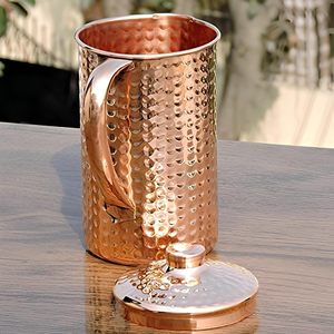 ชุดขวดเบียร์ทองแดงเกรดอาหาร ดีไซน์วินเทจแบบอินเดียทำมือตามหลักอายุรเวท ป้องกันการรั่วซึม ความจุขนาดใหญ่ สำหรับใช้ในบ้านและสำนักงาน - Product Image 1