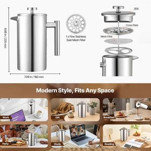 Caffettiera e Teiera French Press per Uso Domestico e Commerciale con Filtro - Product Image 3