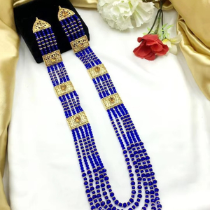 Collier de mariée pakistanais/indien en alliage de zinc avec perles, ensemble de bijoux de mariage tendance, nouveau design pour femmes - Product Image 1