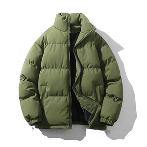 Unisex Casual Winter Puffer Bomber <b>Jacket</b> <b>Men</b> Zipper Closure Thick <b>Warm</b> Windproof 100% Down - Product Image 1