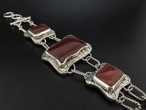 Pulsera de cornalina roja, plata de ley 925, cierre de palanca estilo Bali, pulsera de piedras preciosas hecha a mano, regalo de joyería para mujer - Product Image 2