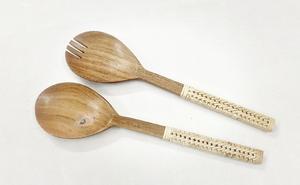 Direct Factory Sell Acacia <b>Salad</b> <b>Server</b> With Resin Handle Kitchenware Utensils Wooden <b>Salad</b> <b>Server</b> For Home Hotel Table Setting - Product Image 5