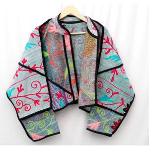 Wholesale Indian Handmade <b>Quilted</b> Cotton <b>Jacket</b> V- Neck Vintage Cotton Kantha Full Sleeve Indian <b>Jacket</b> - Product Image 1