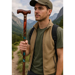 Bâton de randonnée en bois pour les activités de plein air, canne en bois naturel avec poignée confortable, bâton de marche haut de gamme fabriqué en bois massif - Product Image 4