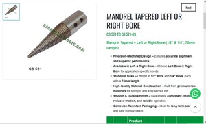 Mandrin conique gauche ou droit, alésage 1/2 pouce, 1/4 pouce, 75 mm, outil de précision pour la fabrication de bijoux, tige de mandrin métallique | Numéro d'article GS-521 - Product Image 3
