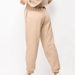 Pantalon de jogging vintage en molleton uni pour femme, taille mi-haute avec cordon de serrage, confortable, décontracté, coupe droite longueur entière - Product Image 4