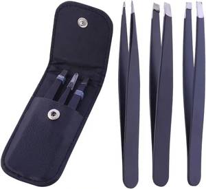 Juego de Pinzas para Pestañas Morje de Acero Inoxidable de Precisión Quirúrgica, 3 Piezas, con Puntas Lisas/Serradas/Dentadas para Pestañas - Product Image 1