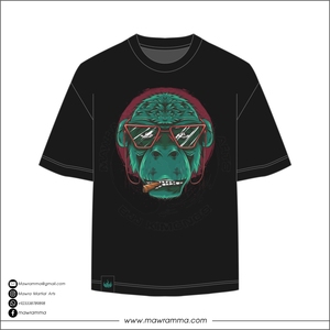 Camiseta Negra para Hombre, Manga Corta, Cuello Redondo, Diseño Estampado de Mono, Corte Regular Informal, 100% Algodón Jersey - Product Image 5