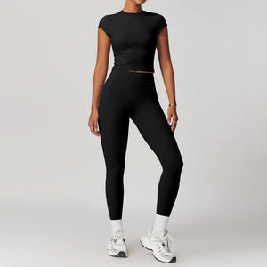Conjuntos de Ropa Deportiva para Mujer con Logotipo Personalizado, Dos Piezas, Top con Cierre y Leggings de Cintura Alta, Manga Larga - Product Image 6