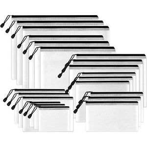 21 Pezzi di Buste con Cerniera in Rete Multisize Nere, Resistenti all'Acqua, per Scuola e Ufficio - Product Image 1