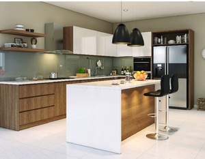 Vietnam Modern <b>Wall</b>-Mounted Kitchen <b>Cabinets</b> Durable Particle Board MDF Plywood Eco-Friendly <b>Metal</b> Handles Apartment Use 5 - Product Image 1
