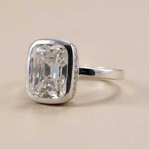 Classic Cushion Cut 3Ct Moissanite Solitaire Ring 925 Sterling Silver Rhodium Plated Father Wishes Gift For Birthday Anniversary - Product Image 4