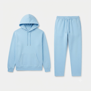 Conjunto Deportivo Casual para Hombre, Sudadera con Capucha y Pantalones Jogger Azul Cielo, Color Sólido, para Otoño - Product Image 3