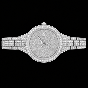 Montre-bracelet de luxe en acier inoxydable argenté avec verre en quartz et moissanite, bijoux de mode hip-hop haut de gamme à collectionner - Product Image 2