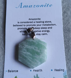Collier pendentif en amazonite naturelle sculptée en forme d'hexagone, pierre de guérison en cristal, pour l'élimination des énergies négatives, vente en gros - Product Image 1