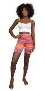 Shorts de sport tricotés rayés taille haute pour femme, respirants, en Spandex et Polyester, coupe sportive, taille élastique - Product Image 5