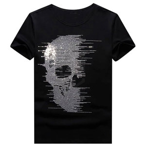 Camiseta de hombre con logotipo de diseño personalizado, con pedrería, hecha de poliéster, camiseta con pedrería de la mejor calidad para hombre - Product Image 1